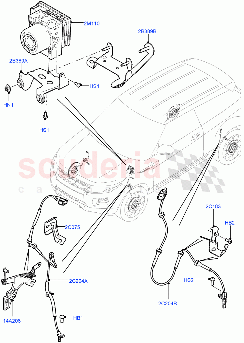 Anti-Lock Braking System (Halewood (UK)) ((V) FROMEH000001, (V) TOFH999999) of Land Rover Land Rover Range Rover Evoque (2012-2018) [2.0 Turbo Petrol AJ200P]