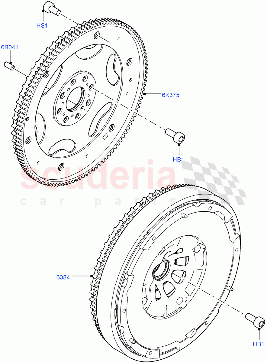 Flywheel (2.0L AJ21D4 Diesel Mid, Itatiaia (Brazil)) of Land Rover Land Rover Range Rover Evoque (2019+) [2.0 Turbo Diesel AJ21D4]