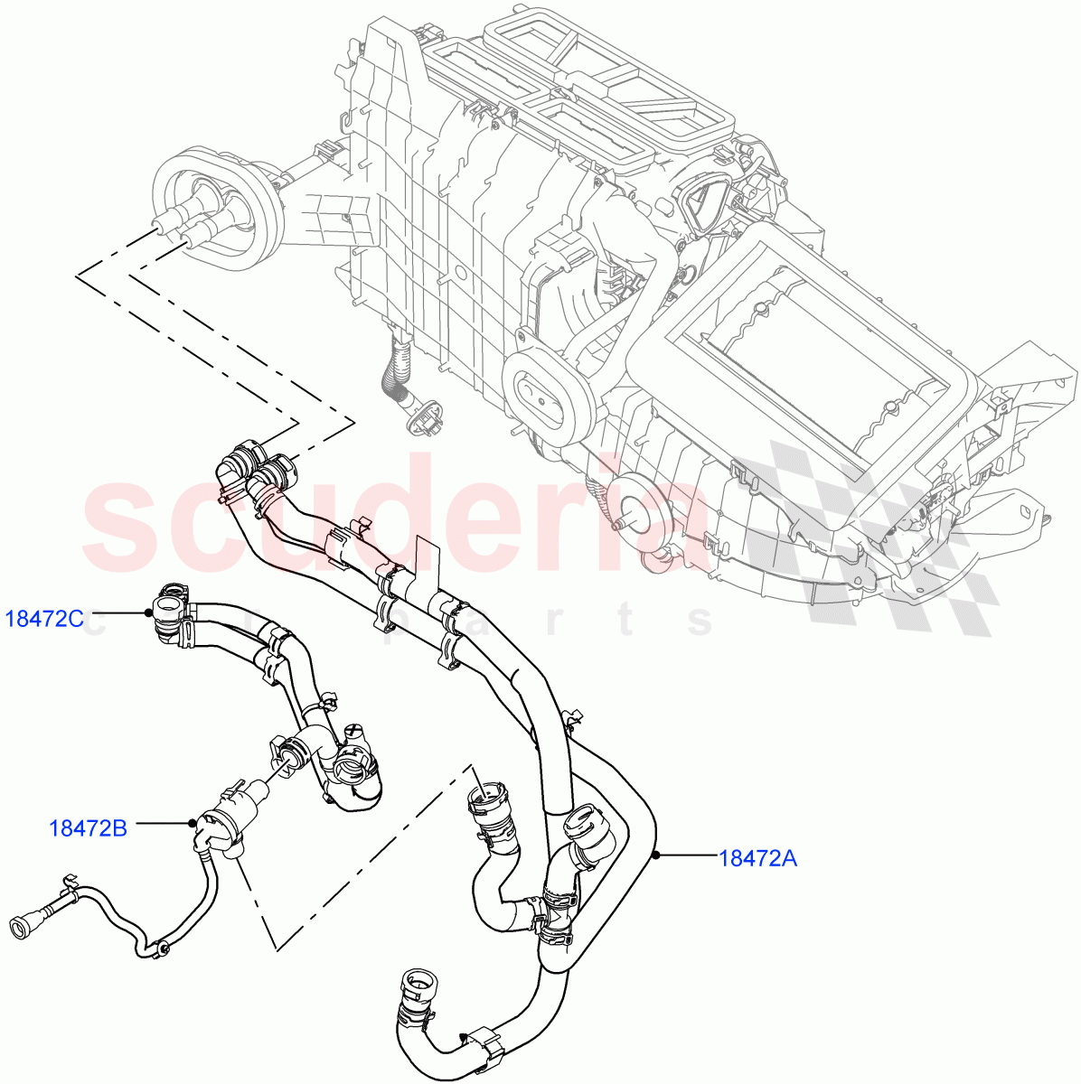 Heater Hoses(2.0L I4 High DOHC AJ200 Petrol,Less Heater,2.0L I4 Mid DOHC AJ200 Petrol,With Ptc Heater) of Land Rover Land Rover Range Rover Velar (2017+) [5.0 OHC SGDI SC V8 Petrol]