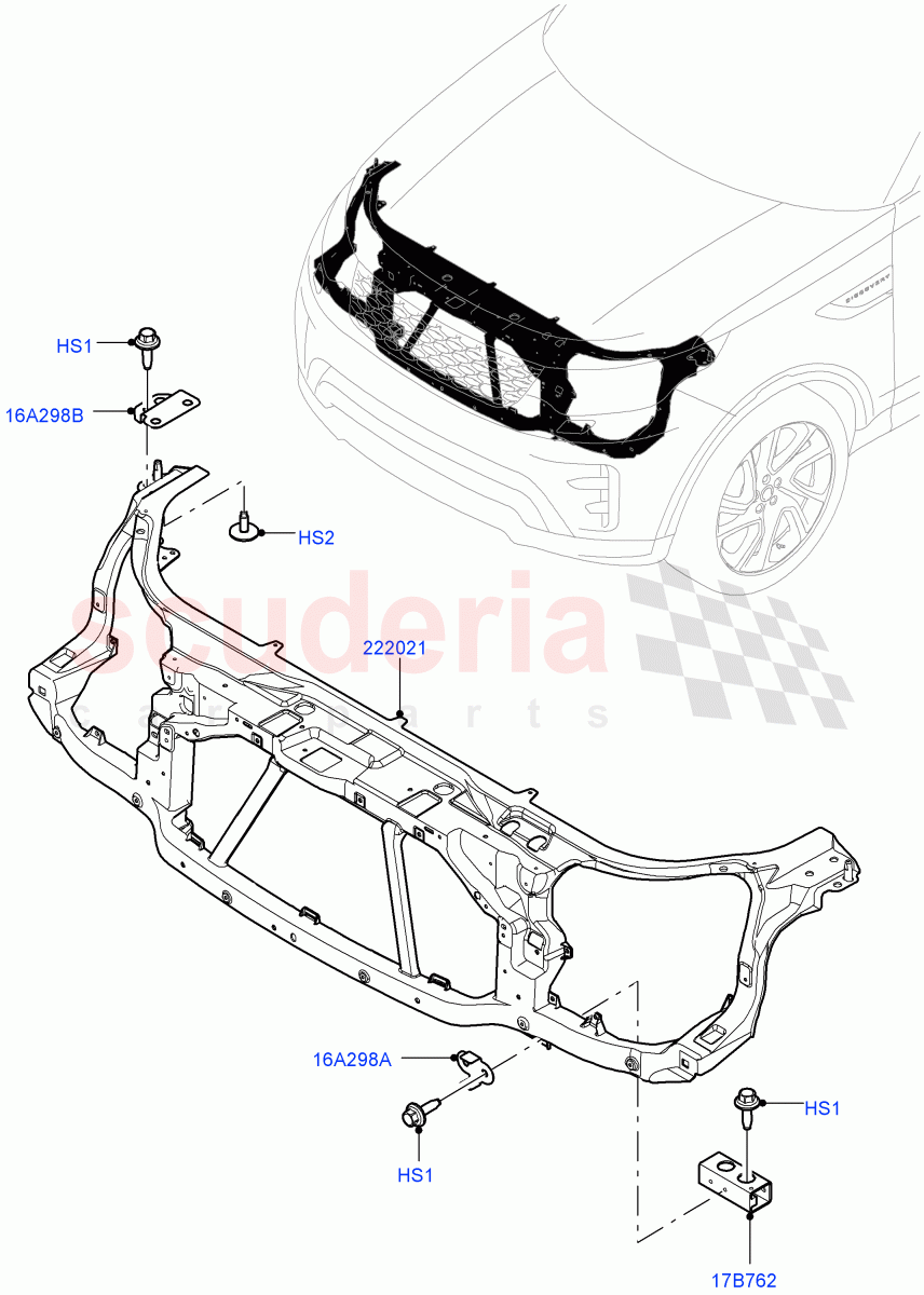 Front Panels, Aprons & Side Members (Front Panel, Nitra Plant Build) ((V) FROMK2000001) of Land Rover Land Rover Discovery 5 (2017+) [3.0 I6 Turbo Diesel AJ20D6]