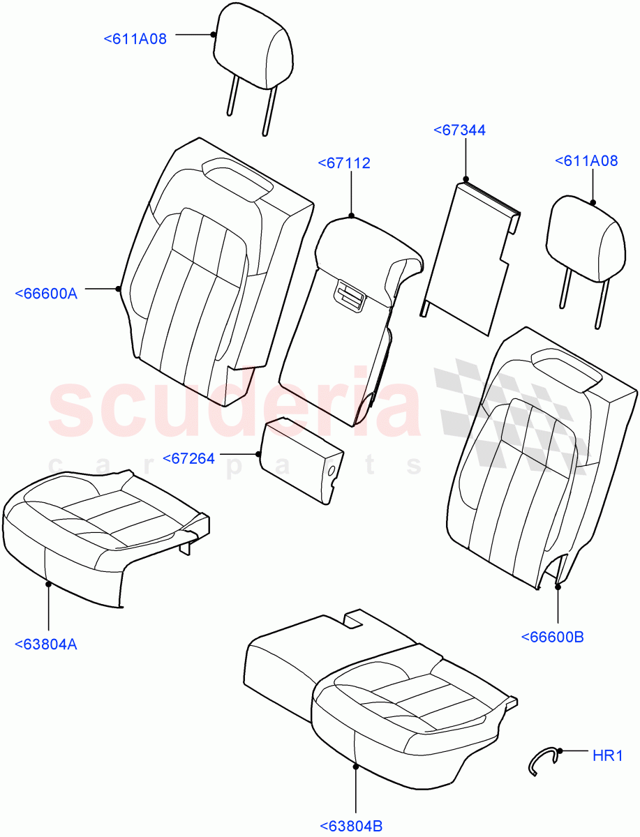 Rear Seat Covers(Semi Aniline Leather Perf,Version - Core,Non SVR)((V)FROMJA000001) of Land Rover Land Rover Range Rover Sport (2014+) [5.0 OHC SGDI SC V8 Petrol]