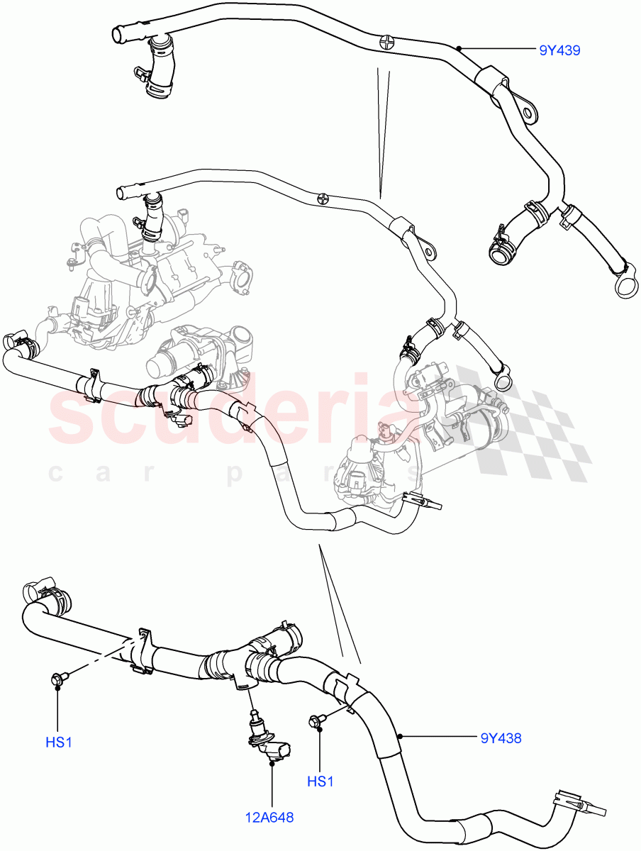 EGR Cooling System(Solihull Plant Build)(3.0 V6 D Gen2 Twin Turbo,3.0 V6 D Gen2 Mono Turbo)((V)FROMFA000001) of Land Rover Land Rover Range Rover Sport (2014+) [3.0 Diesel 24V DOHC TC]