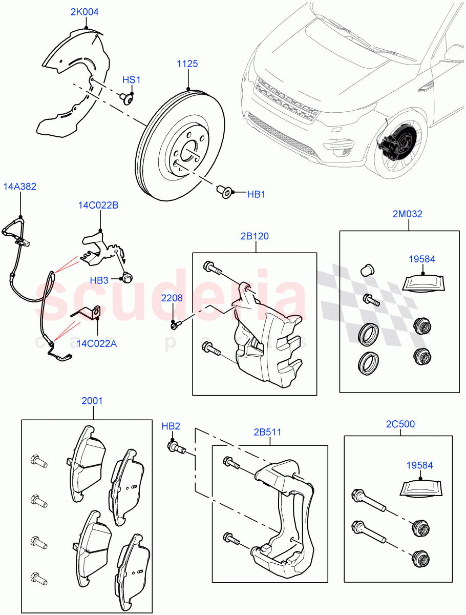 Front Brake Discs And Calipers(Changsu (China),Disc And Caliper Size-Frt 18/RR 16,Disc And Caliper Size-Frt 18/RR 17)((V)FROMMG140569) of Land Rover Land Rover Discovery Sport (2015+) [2.0 Turbo Petrol AJ200P]