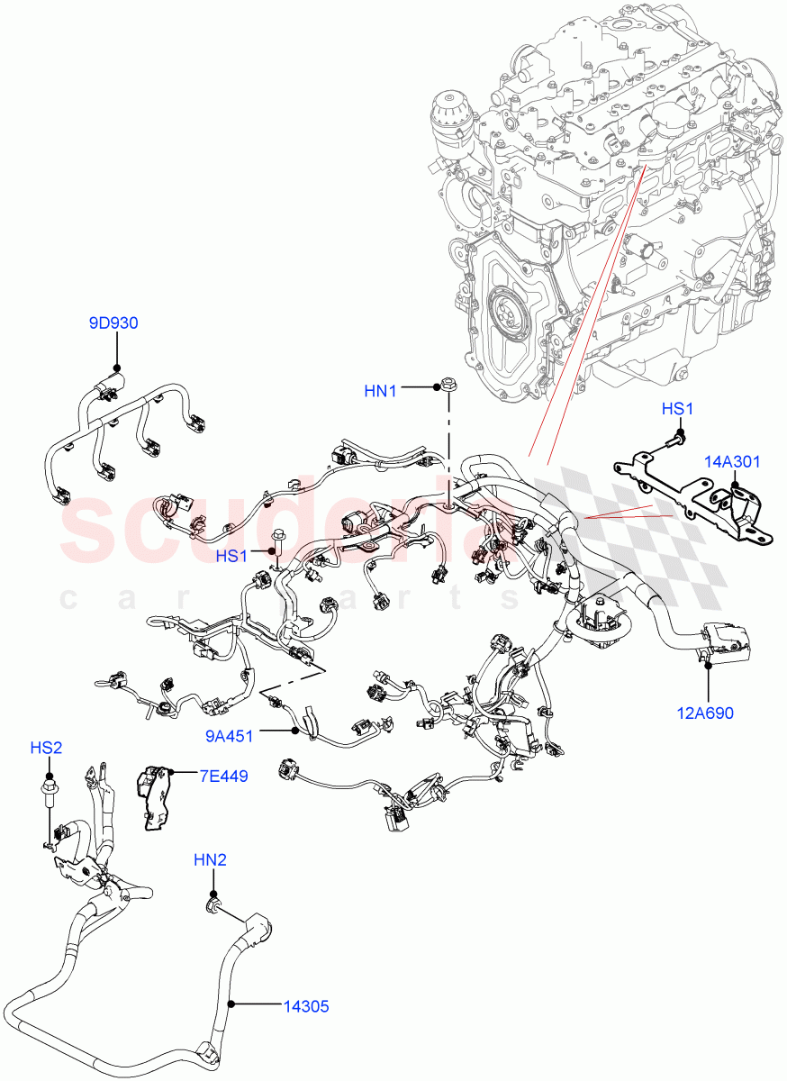 Electrical Wiring - Engine And Dash (2.0L I4 High DOHC AJ200 Petrol) ((V) FROMJA000001) of Land Rover Land Rover Range Rover Sport (2014+) [3.0 Diesel 24V DOHC TC]