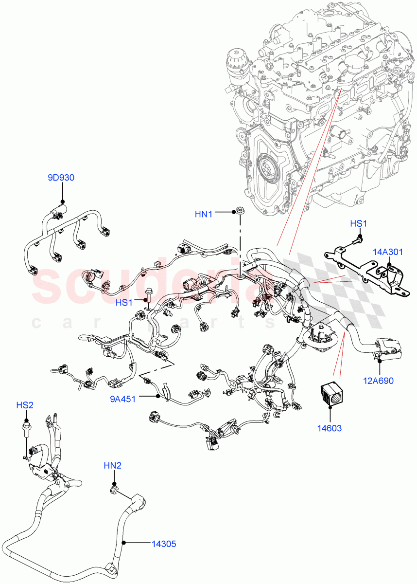 Engine Harness(Solihull Plant Build)(2.0L I4 High DOHC AJ200 Petrol)((V)FROMJA000001) of Land Rover Land Rover Discovery 5 (2017+) [2.0 Turbo Diesel]