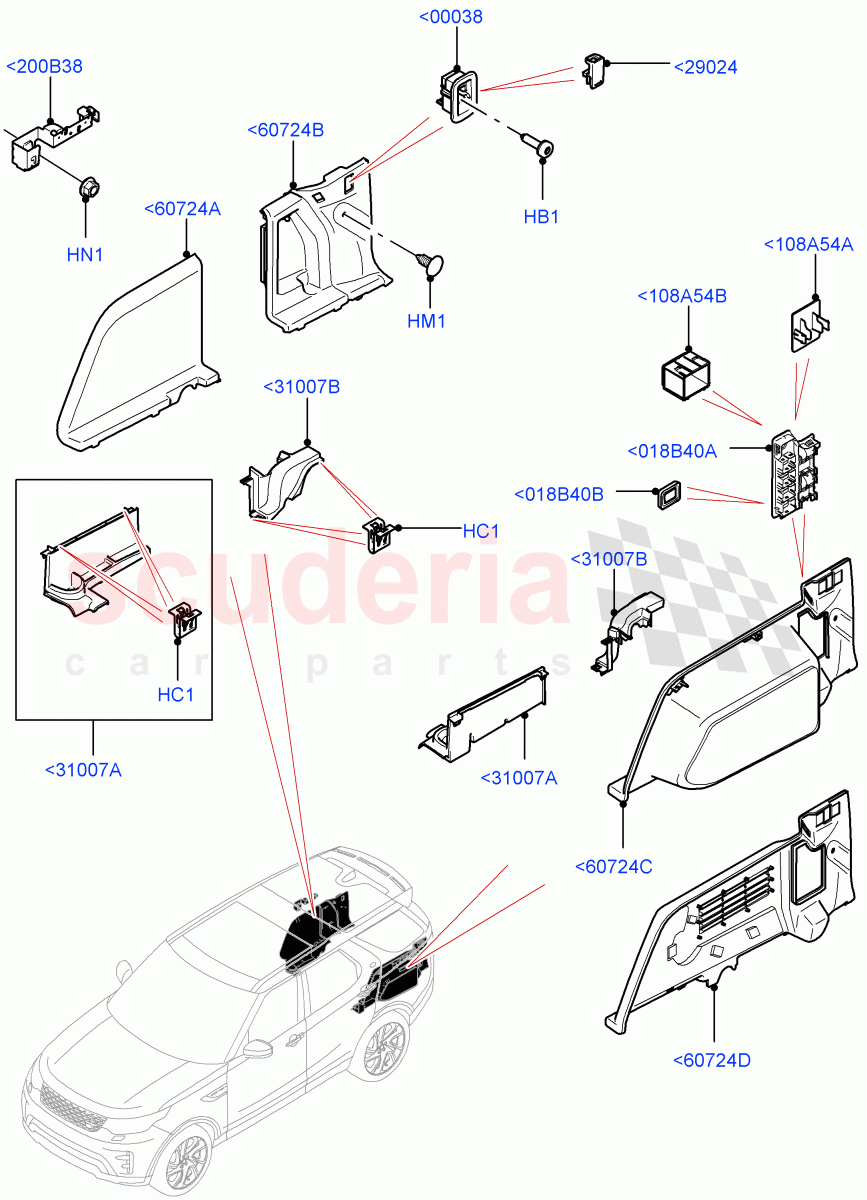 Side Trim (Solihull Plant Build, Luggage Compartment) ((V) FROMHA000001) of Land Rover Land Rover Discovery 5 (2017+) [2.0 Turbo Diesel]