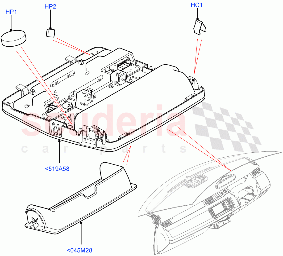 Console - Overhead(Changsu (China))((V)FROMEG000001) of Land Rover Land Rover Range Rover Evoque (2012-2018) [2.2 Single Turbo Diesel]