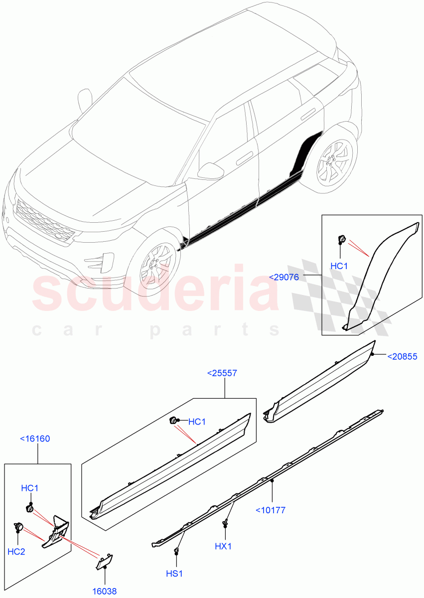 Body Mouldings(Halewood (UK)) of Land Rover Land Rover Range Rover Evoque (2019+) [2.0 Turbo Diesel AJ21D4]