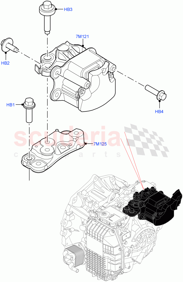 Transmission Mounting(1.5L AJ20P3 Petrol High,8 Speed Automatic Trans 8G30,Changsu (China),1.5L AJ20P3 Petrol High PHEV)((V)FROMLG000001) of Land Rover Land Rover Discovery Sport (2015+) [2.0 Turbo Petrol AJ200P]