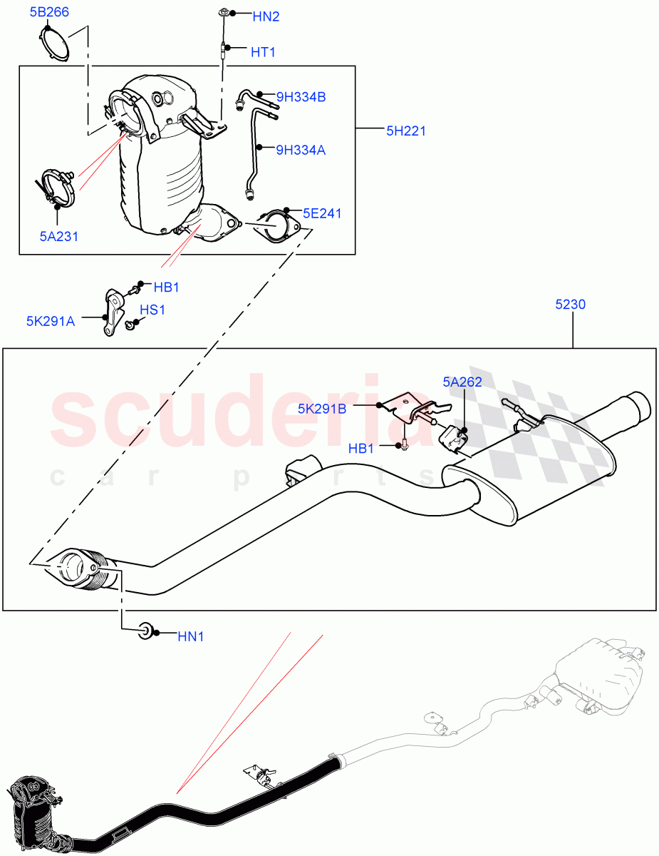 Front Exhaust System (Nitra Plant Build) (2.0L I4 DSL HIGH DOHC AJ200, Proconve L6 Emissions, Stage V Plus DPF) ((V) FROMK2000001) of Land Rover Land Rover Discovery 5 (2017+) [2.0 Turbo Diesel]