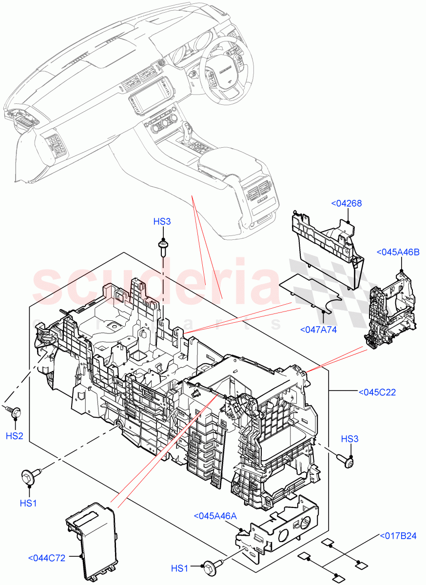 Console - Floor(Internal Components, For Carrier Assy, Front) of Land Rover Land Rover Range Rover Sport (2014+) [3.0 I6 Turbo Petrol AJ20P6]