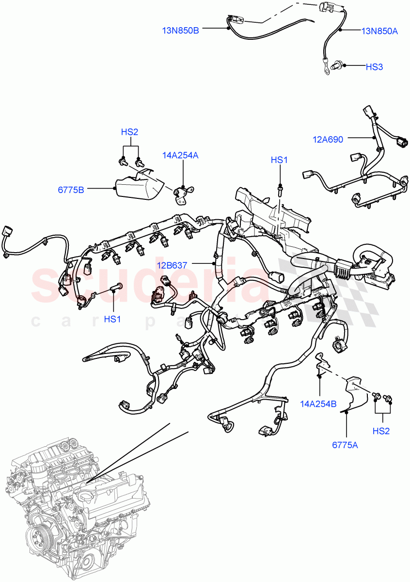Electrical Wiring - Engine And Dash (Engine) (5.0L OHC SGDI NA V8 Petrol - AJ133) ((V) FROMAA000001) of Land Rover Land Rover Discovery 4 (2010-2016) [3.0 Diesel 24V DOHC TC]