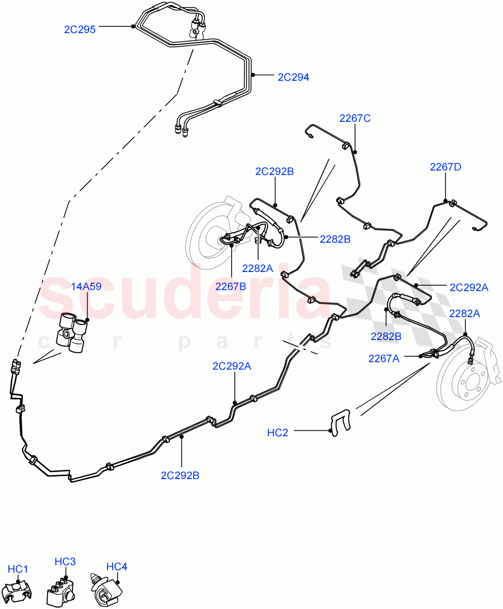 Rear Brake Pipes(LHD)((V)FROMAA000001) of Land Rover Land Rover Discovery 4 (2010-2016) [3.0 Diesel 24V DOHC TC]