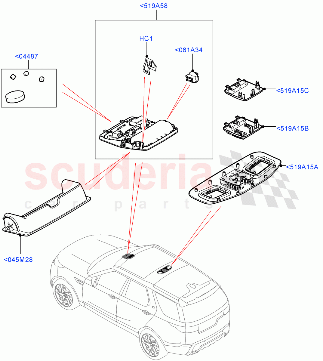 Console - Overhead (Nitra Plant Build) ((V) FROMK2000001) of Land Rover Land Rover Discovery 5 (2017+) [3.0 DOHC GDI SC V6 Petrol]
