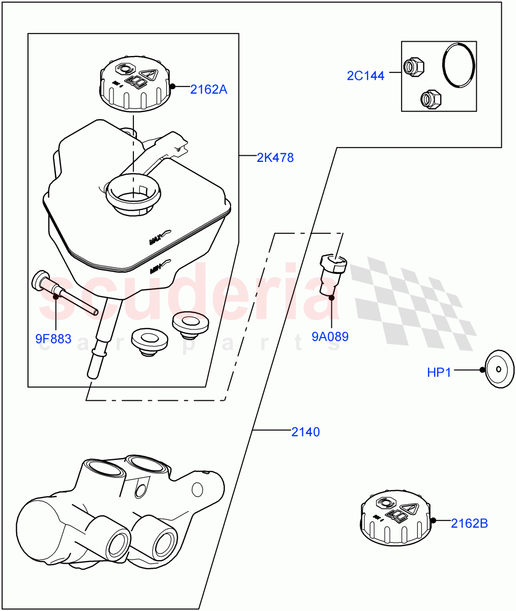 Master Cylinder - Brake System ((V) TOLA999999) of Land Rover Land Rover Range Rover Velar (2017+) [2.0 Turbo Petrol AJ200P]