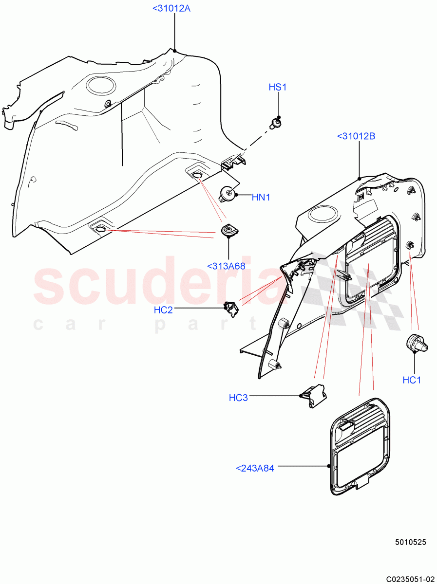 Side Trim(Luggage Compartment)(3 Door,Halewood (UK),5 Door) of Land Rover Land Rover Range Rover Evoque (2012-2018) [2.2 Single Turbo Diesel]