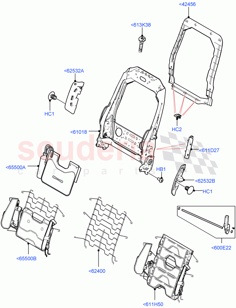 Front Seat Back(Nitra Plant Build)((V)FROMK2000001,(V)TOL2999999) of Land Rover Land Rover Discovery 5 (2017+) [3.0 I6 Turbo Diesel AJ20D6]