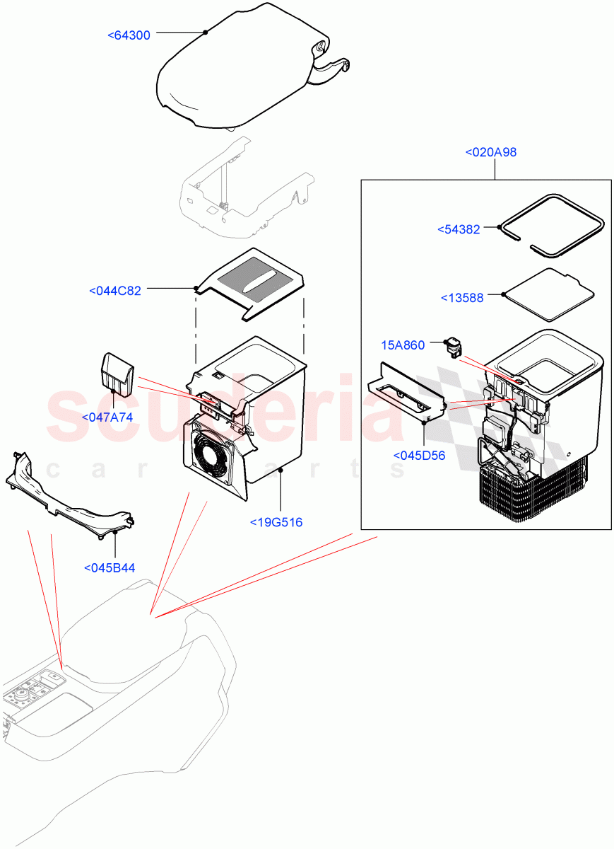 Console - Floor(Front, For Stowage Boxes And Lids) of Land Rover Land Rover Range Rover Sport (2014+) [4.4 DOHC Diesel V8 DITC]