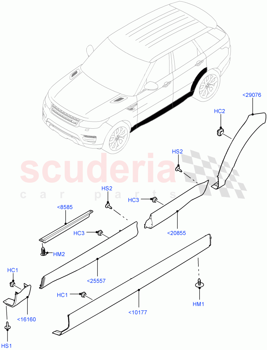 Body Mouldings (Version - Core, Non SVR) of Land Rover Land Rover Range Rover Sport (2014+) [2.0 Turbo Diesel]