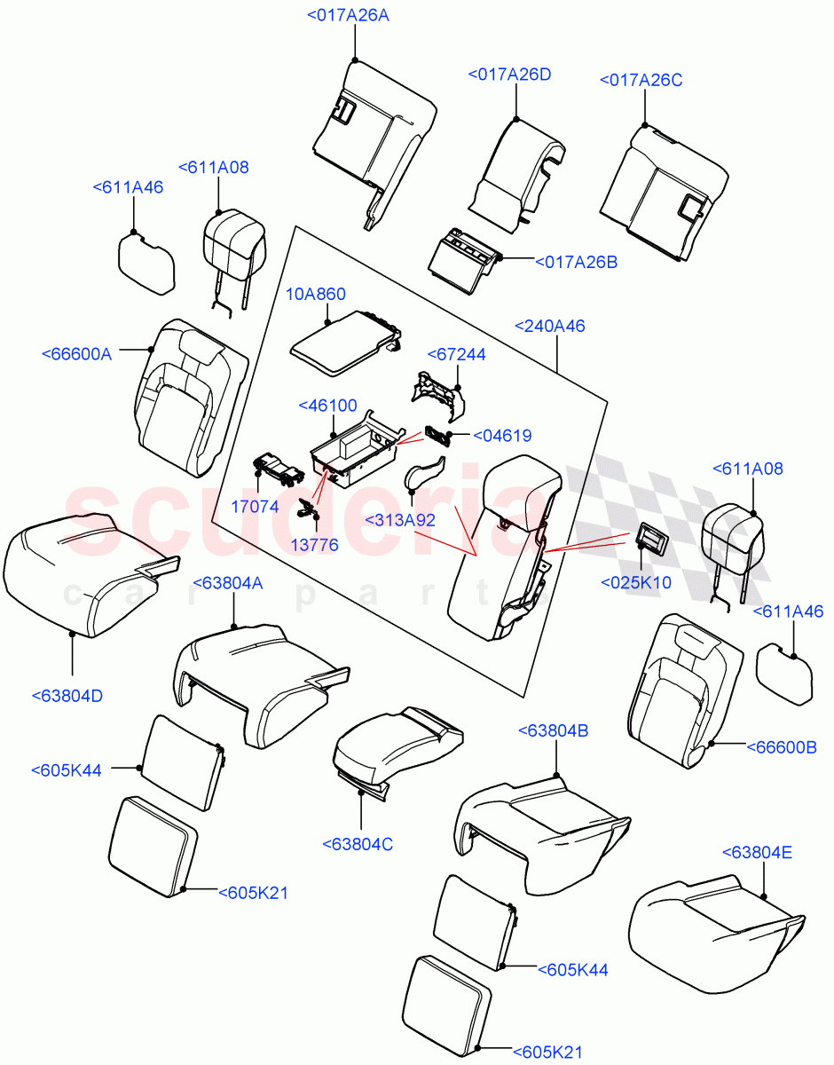 Rear Seat Covers(Semi Aniline Leather Perf,40/20/40 Super Slouch Rear Seat)((V)FROMJA000001) of Land Rover Land Rover Range Rover (2012-2021) [3.0 DOHC GDI SC V6 Petrol]