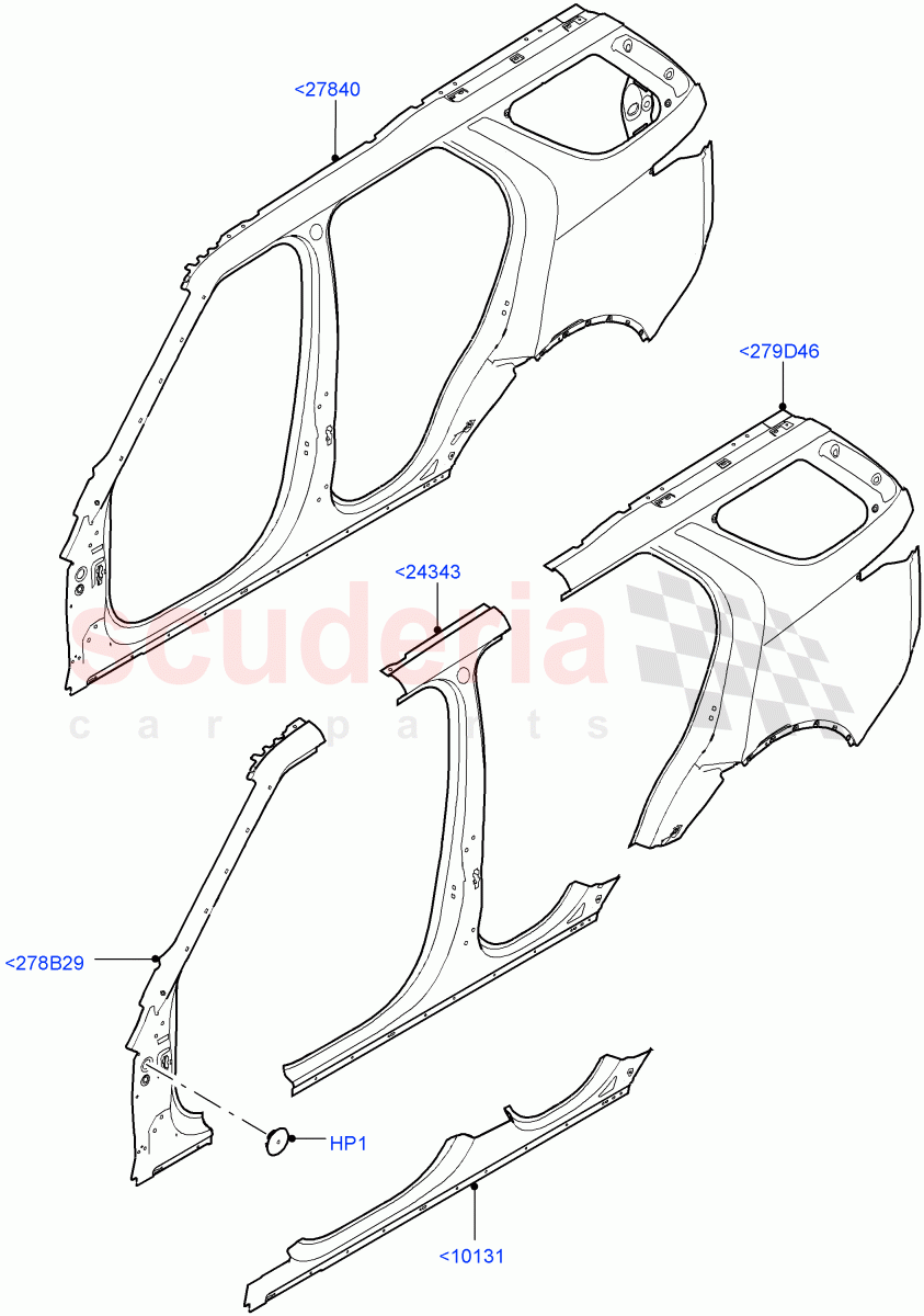 Side Panels - Outer (Solihull Plant Build) ((V) FROMHA000001) of Land Rover Land Rover Discovery 5 (2017+) [3.0 DOHC GDI SC V6 Petrol]