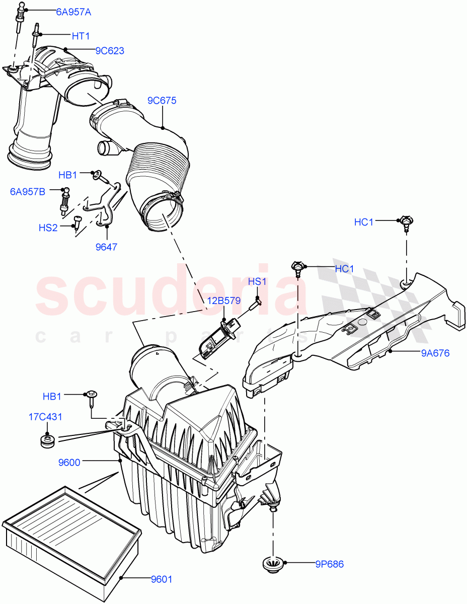 Air Cleaner (2.0L 16V TIVCT T/C Gen2 Petrol, Halewood (UK), 2.0L 16V TIVCT T/C 240PS Petrol) of Land Rover Land Rover Discovery Sport (2015+) [2.0 Turbo Petrol GTDI]