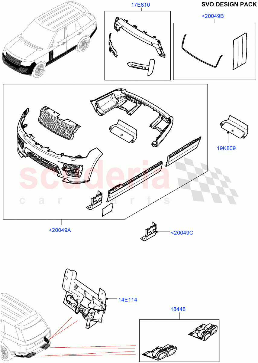 Exterior Body Styling Items(SVO Design Packs Kits)(Standard Wheelbase,With Diesel Fuel Capability,With Front Fog Lamps,Diesel/Electric - Hybrid,For Unleaded Fuel)((V)TOHA999999) of Land Rover Land Rover Range Rover (2012-2021) [4.4 DOHC Diesel V8 DITC]