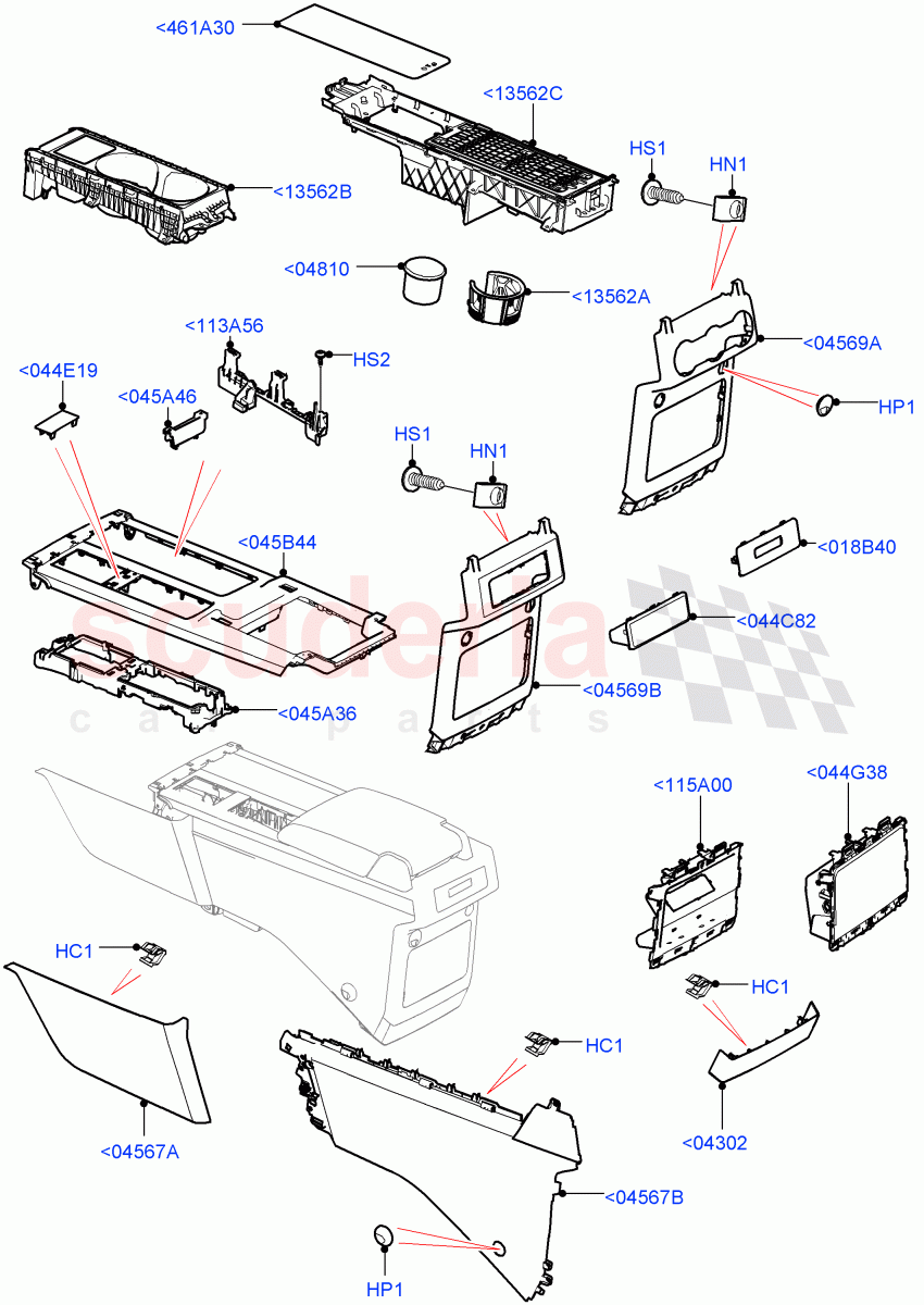 Console - Floor(External Components, Solihull Plant Build)((V)FROMHA000001) of Land Rover Land Rover Discovery 5 (2017+) [2.0 Turbo Diesel]