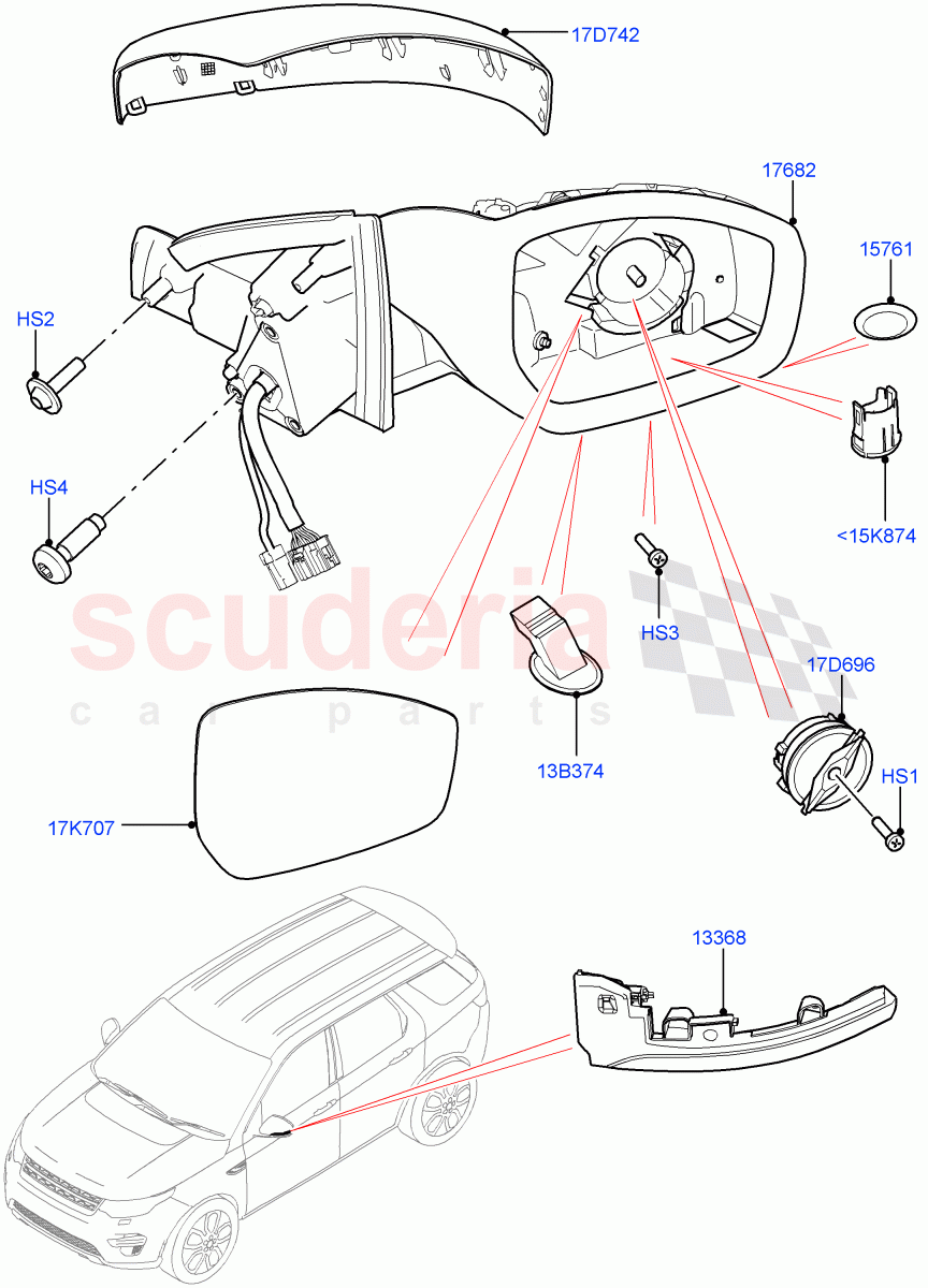 Exterior Rear View Mirror(Halewood (UK))((V)FROMLH000001) of Land Rover Land Rover Discovery Sport (2015+) [2.2 Single Turbo Diesel]