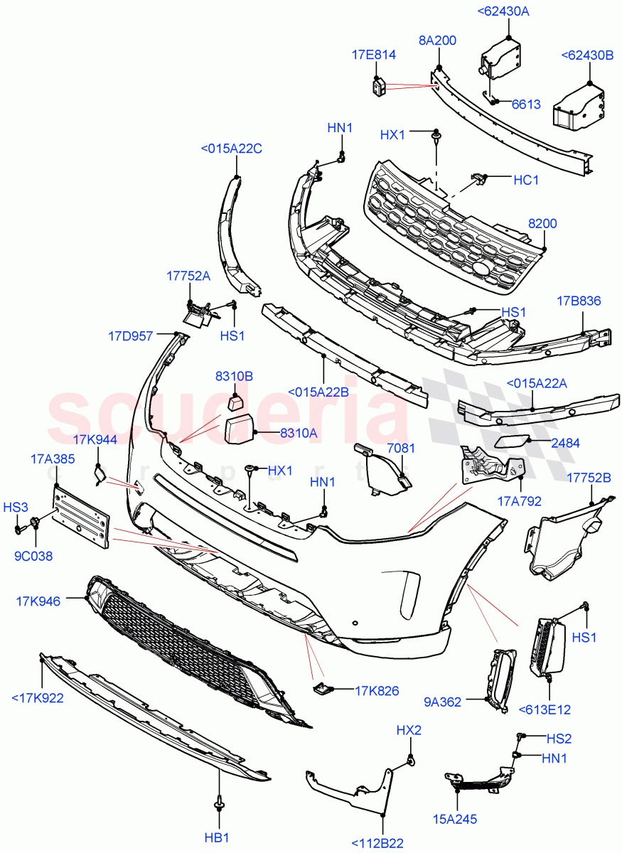 Radiator Grille And Front Bumper(Halewood (UK),Front Bumper - Painted Body Colour)((V)FROMLH000001) of Land Rover Land Rover Discovery Sport (2015+) [2.0 Turbo Petrol GTDI]