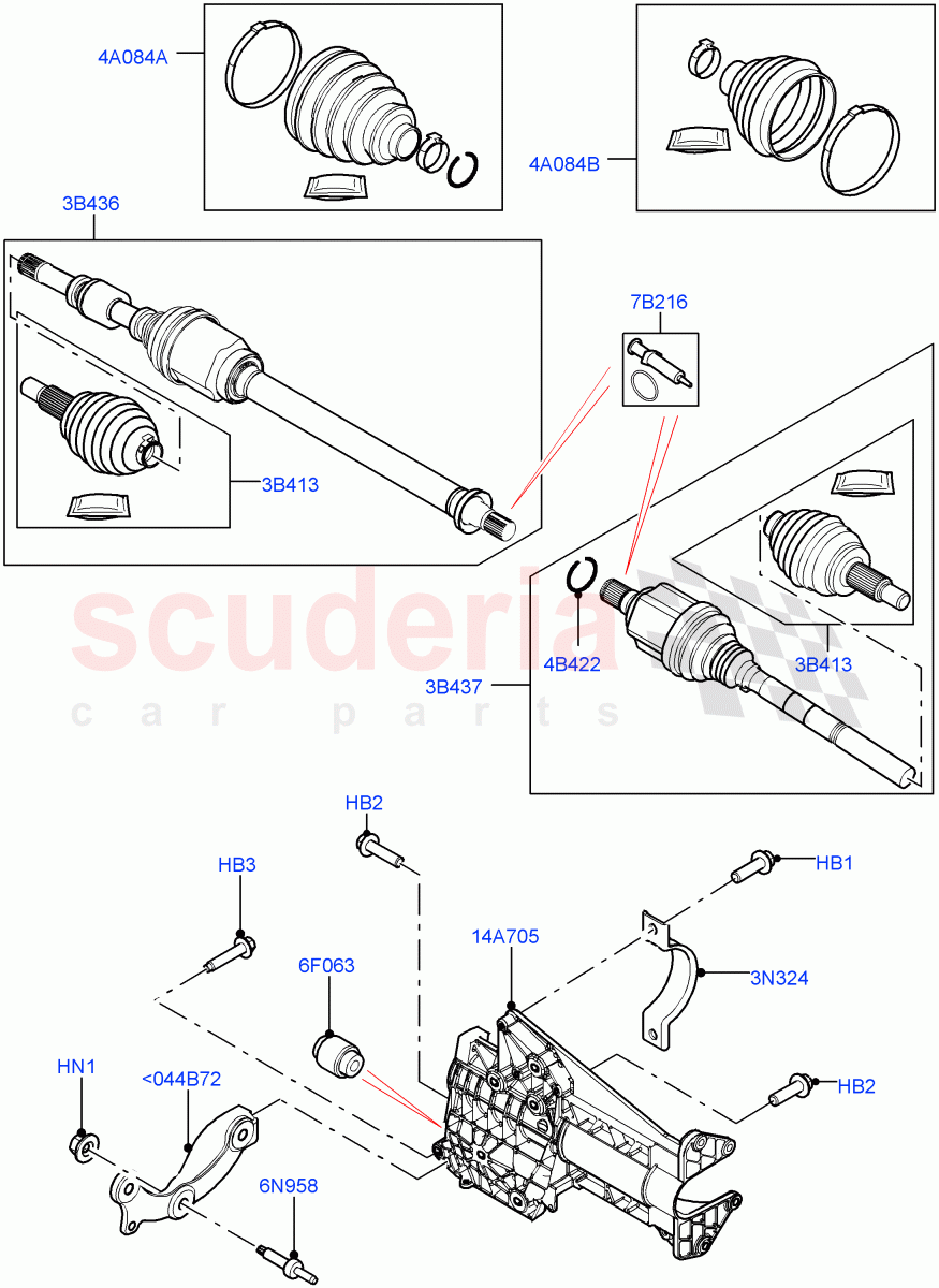 Drive Shaft - Front Axle Drive (1.5L AJ20P3 Petrol High PHEV, Changsu (China), 1.5L AJ20P3 Petrol High) ((V) FROMKG446857) of Land Rover Land Rover Discovery Sport (2015+) [2.0 Turbo Petrol AJ200P]