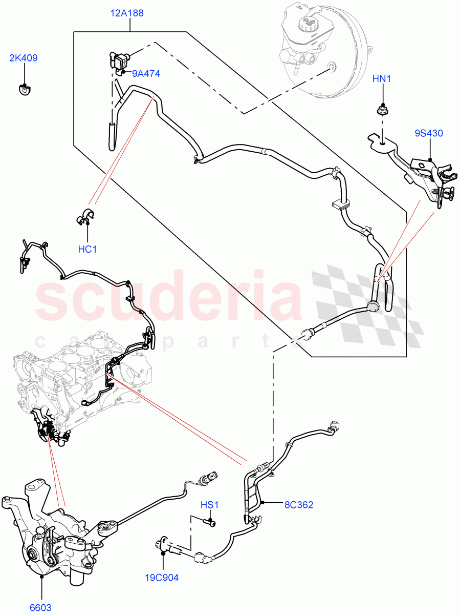 Vacuum Control And Air Injection (Solihull Plant Build) (2.0L I4 High DOHC AJ200 Petrol, RHD) ((V) FROMJA000001) of Land Rover Land Rover Discovery 5 (2017+) [2.0 Turbo Petrol AJ200P]
