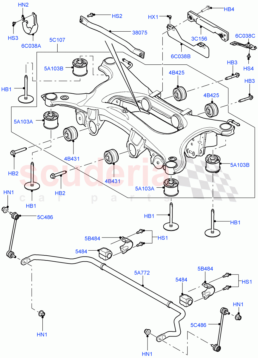 Rear Cross Member & Stabilizer Bar(Itatiaia (Brazil))((V)FROMGT000001) of Land Rover Land Rover Range Rover Evoque (2012-2018) [2.0 Turbo Petrol AJ200P]