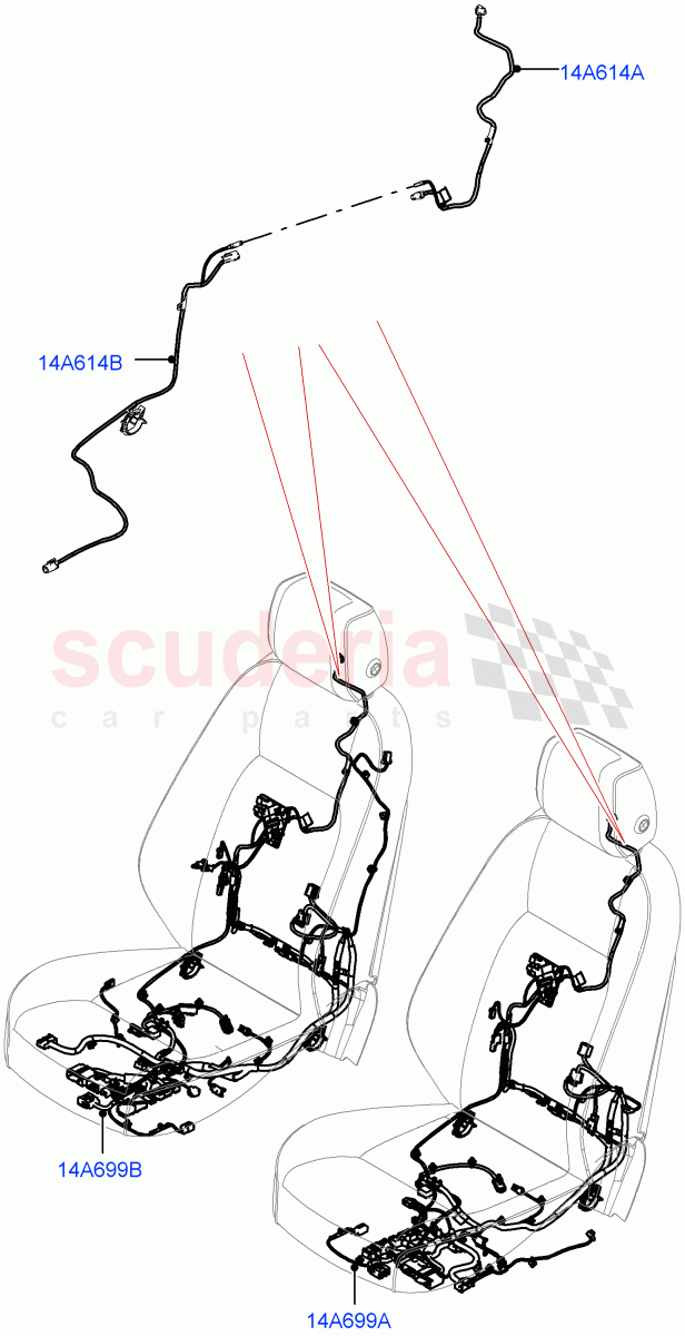 Wiring - Seats (Front Seats) (Seat - Standard) ((V) FROMKA000001) of Land Rover Land Rover Range Rover Sport (2014+) [2.0 Turbo Petrol AJ200P]