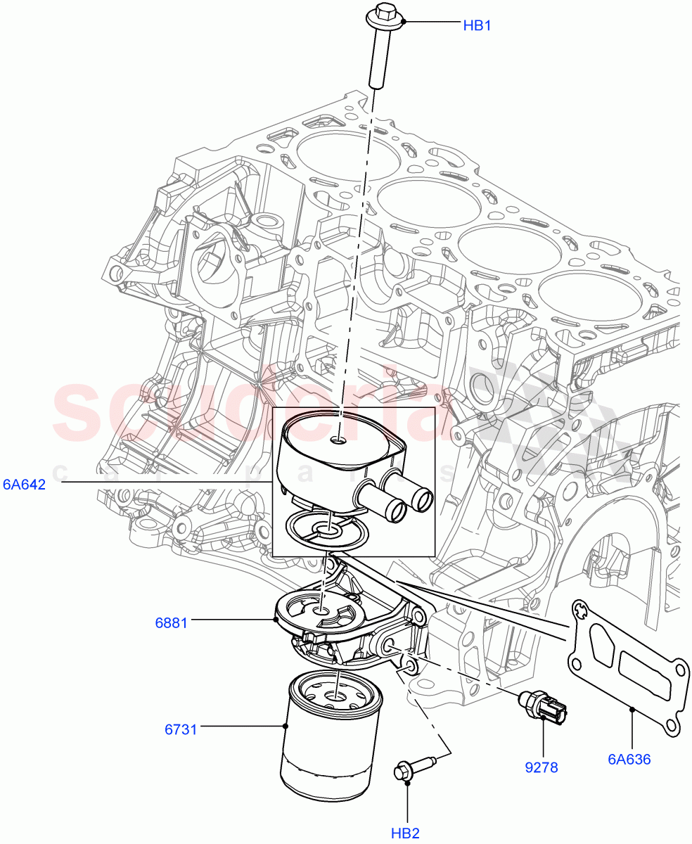 Oil Cooler And Filter (2.0L 16V TIVCT T/C 240PS Petrol) of Land Rover Land Rover Range Rover (2012-2021) [2.0 Turbo Petrol GTDI]
