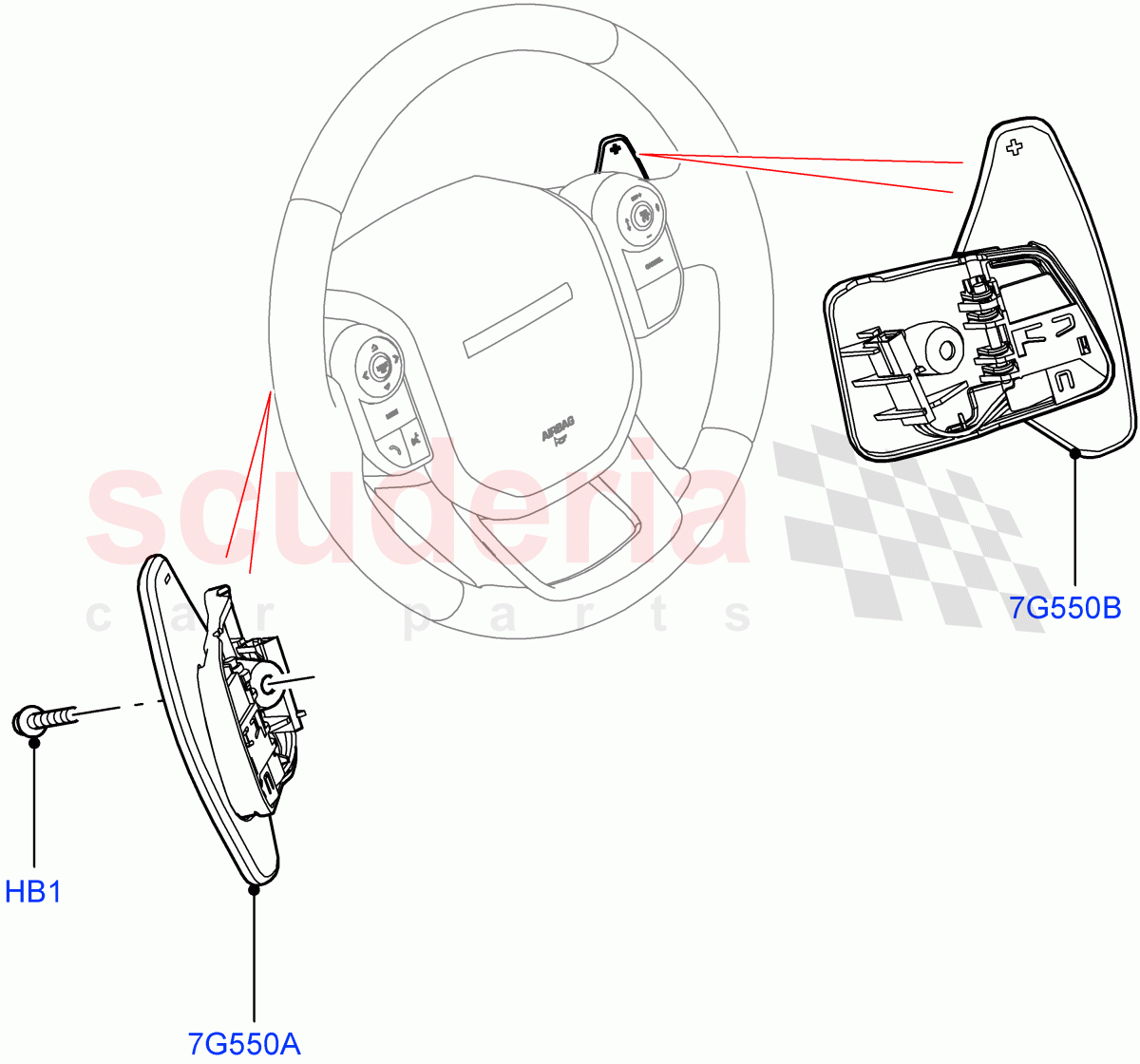 Gear Change-Automatic Transmission(Steering Wheel)(1.5L AJ20P3 Petrol High,8 Speed Automatic Trans 8G30,Changsu (China),Paddle Shift,Paddle Shift - Noble) of Land Rover Land Rover Discovery Sport (2015+) [2.0 Turbo Diesel AJ21D4]