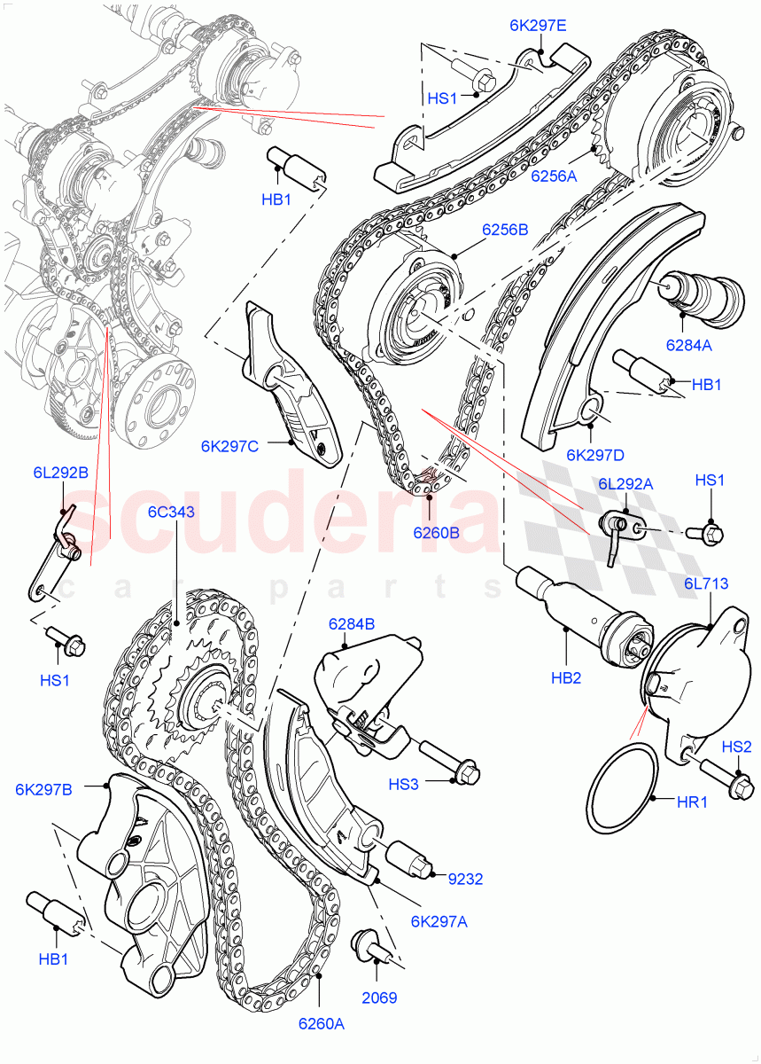 Timing Gear (2.0L AJ20P4 Petrol E100 PTA, Halewood (UK), 2.0L AJ20P4 Petrol Mid PTA, 2.0L AJ20P4 Petrol High PTA) of Land Rover Land Rover Discovery Sport (2015+) [2.0 Turbo Petrol AJ200P]