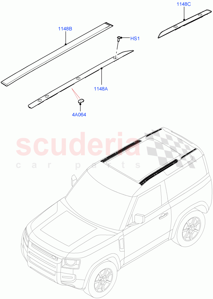 Roof, Finishers & Weatherstrips(Short Wheelbase) of Land Rover Land Rover Defender (2020+) [2.0 Turbo Diesel]