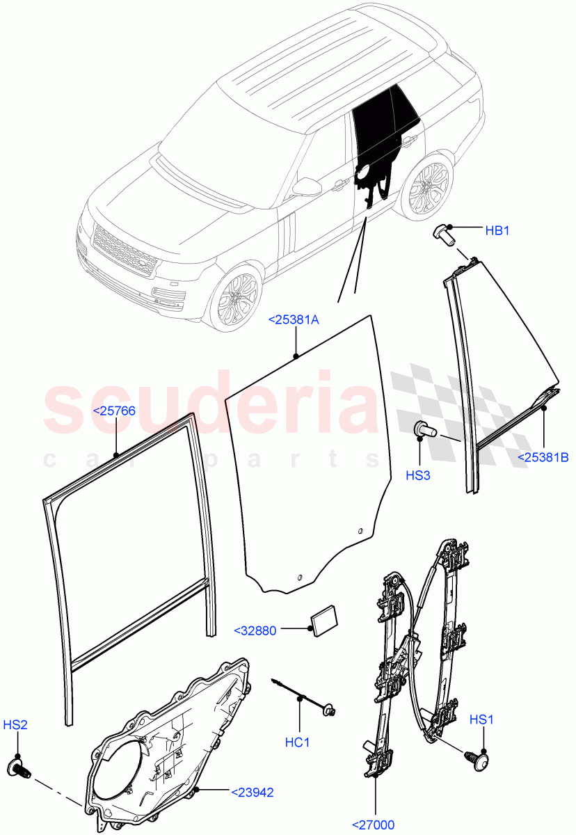 Rear Door Glass And Window Controls of Land Rover Land Rover Range Rover (2012-2021) [3.0 I6 Turbo Diesel AJ20D6]