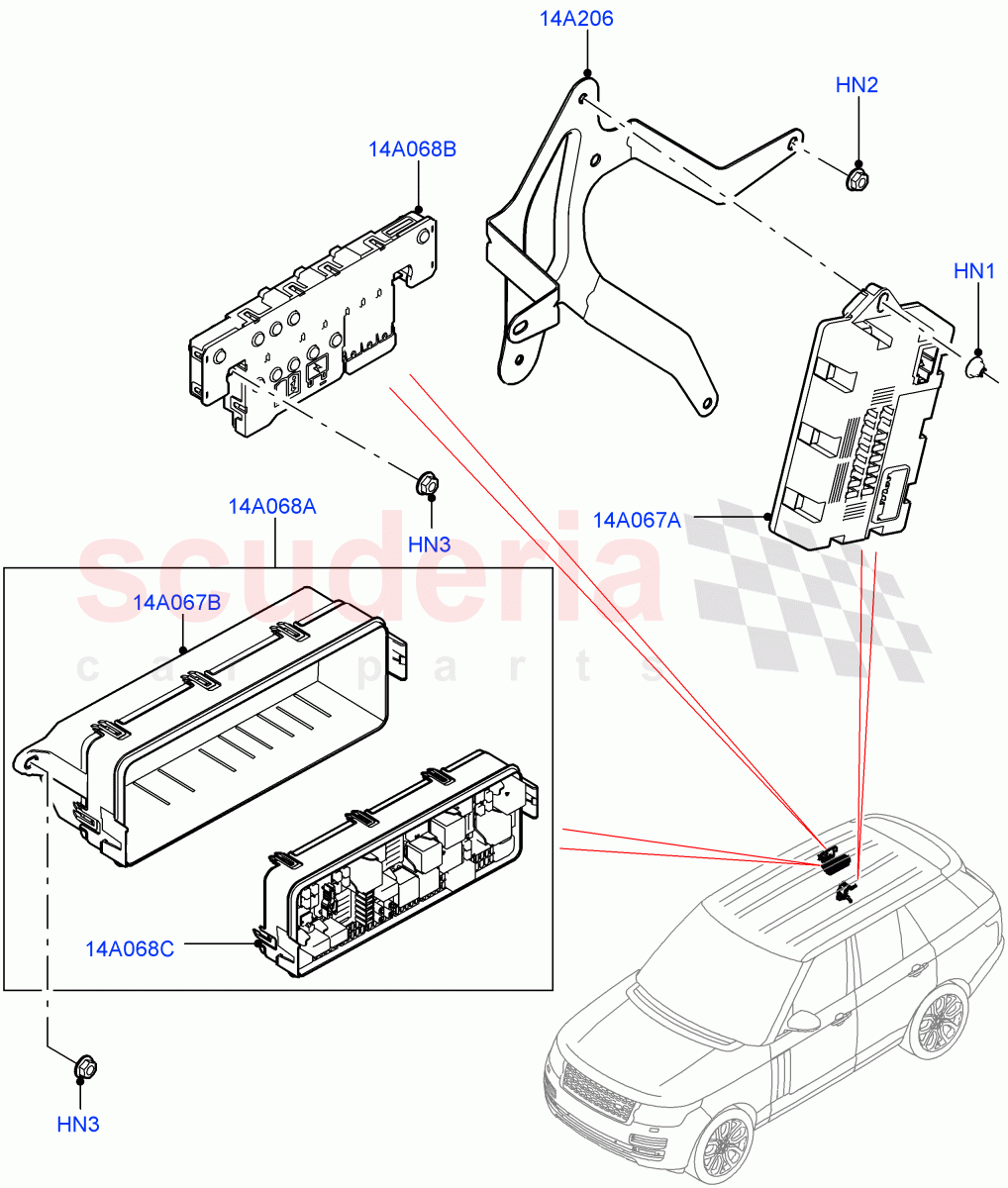 Fuses, Holders And Circuit Breakers (Rear) of Land Rover Land Rover Range Rover (2012-2021) [3.0 I6 Turbo Diesel AJ20D6]