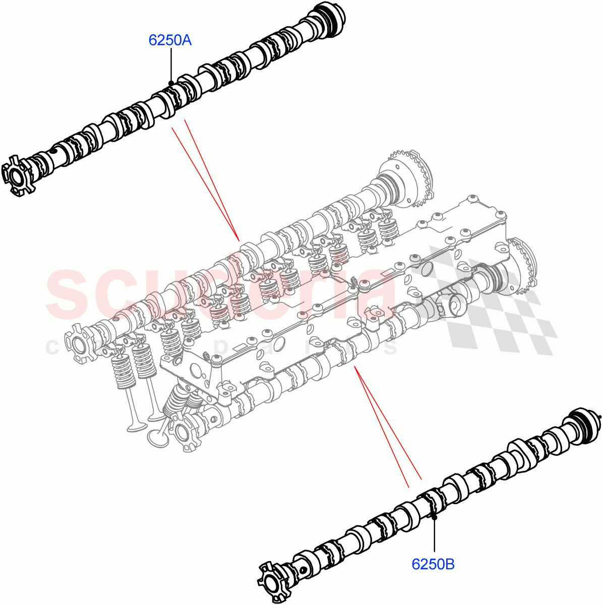 Camshaft(3.0L AJ20P6 Petrol High,3.0L AJ20P6 Petrol PHEV) of Land Rover Land Rover Range Rover (2022+) [3.0 I6 Turbo Petrol AJ20P6]