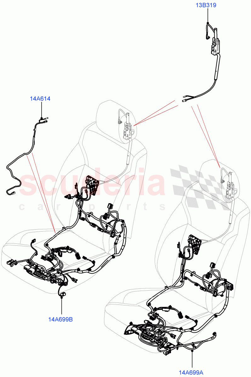 Wiring - Seats (Solihull Plant Build, Front Seats) ((V) FROMHA000001, (V) TOHA999999) of Land Rover Land Rover Discovery 5 (2017+) [3.0 Diesel 24V DOHC TC]