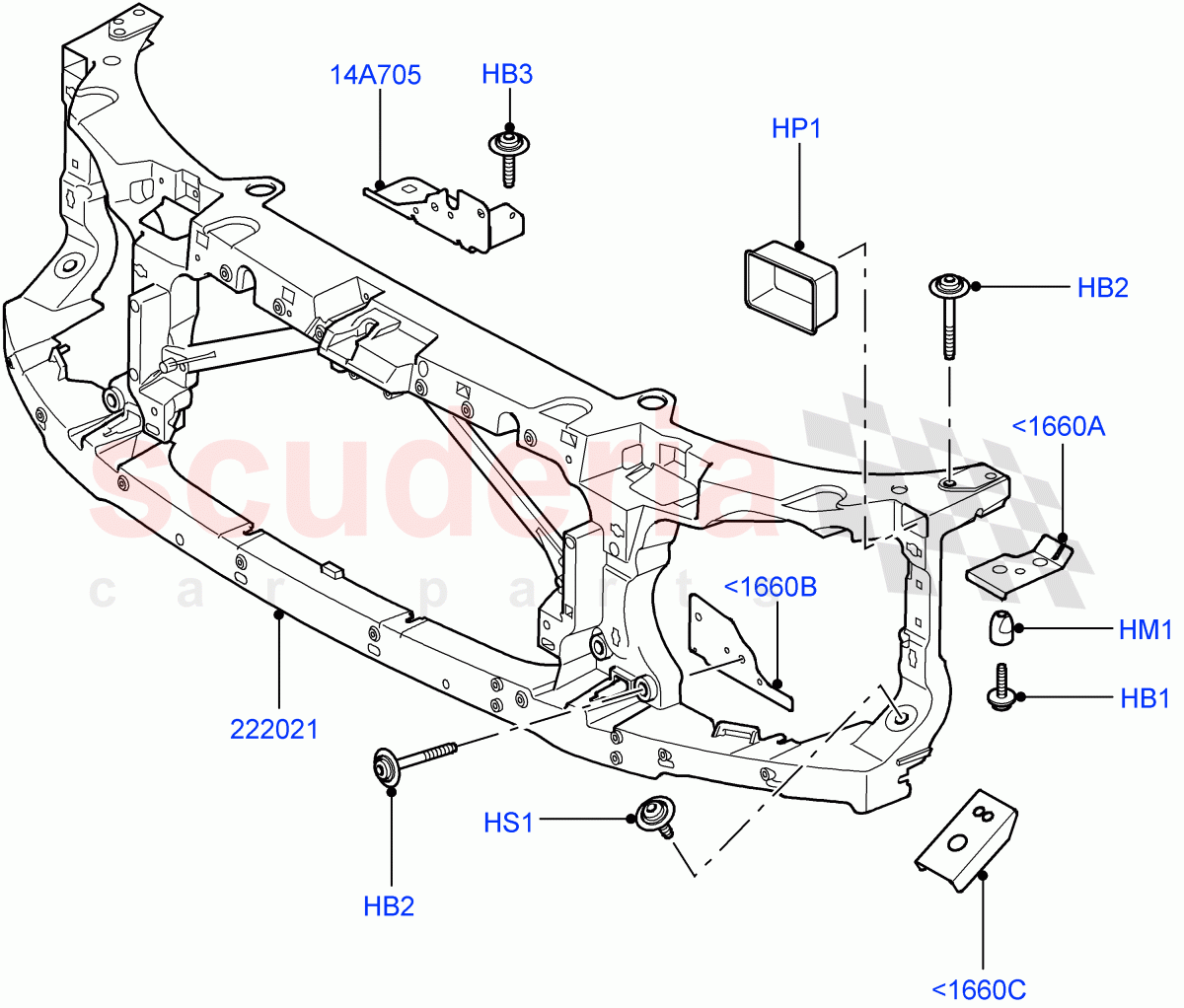 Front Panels, Aprons & Side Members(Front End Carrier)((V)TO9A999999) of Land Rover Land Rover Range Rover Sport (2005-2009) [2.7 Diesel V6]