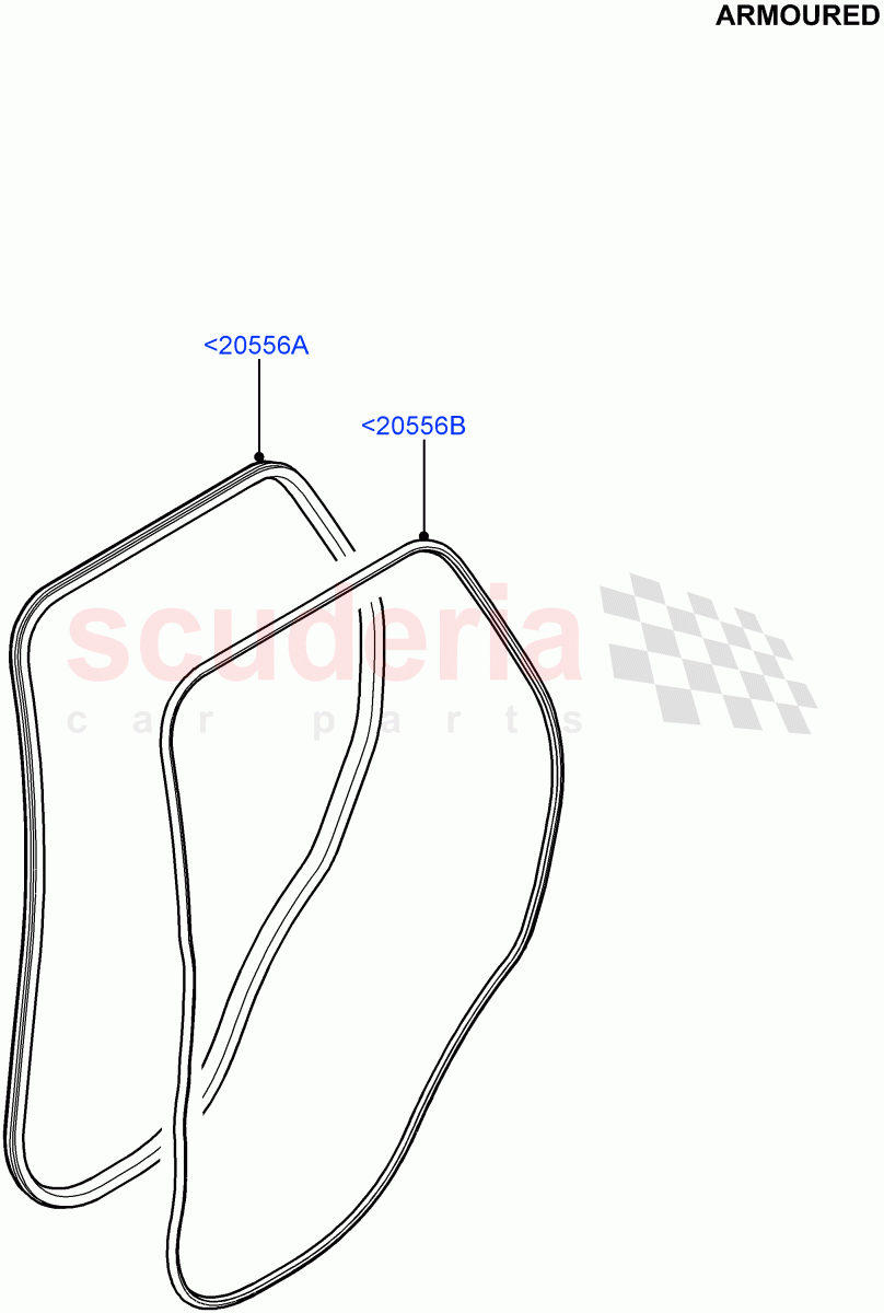 Rear Doors, Hinges & Weatherstrips(Weatherstrips And Seals, Finisher And Seals)(Armoured)((V)FROMEA000001) of Land Rover Land Rover Range Rover (2012-2021) [3.0 DOHC GDI SC V6 Petrol]