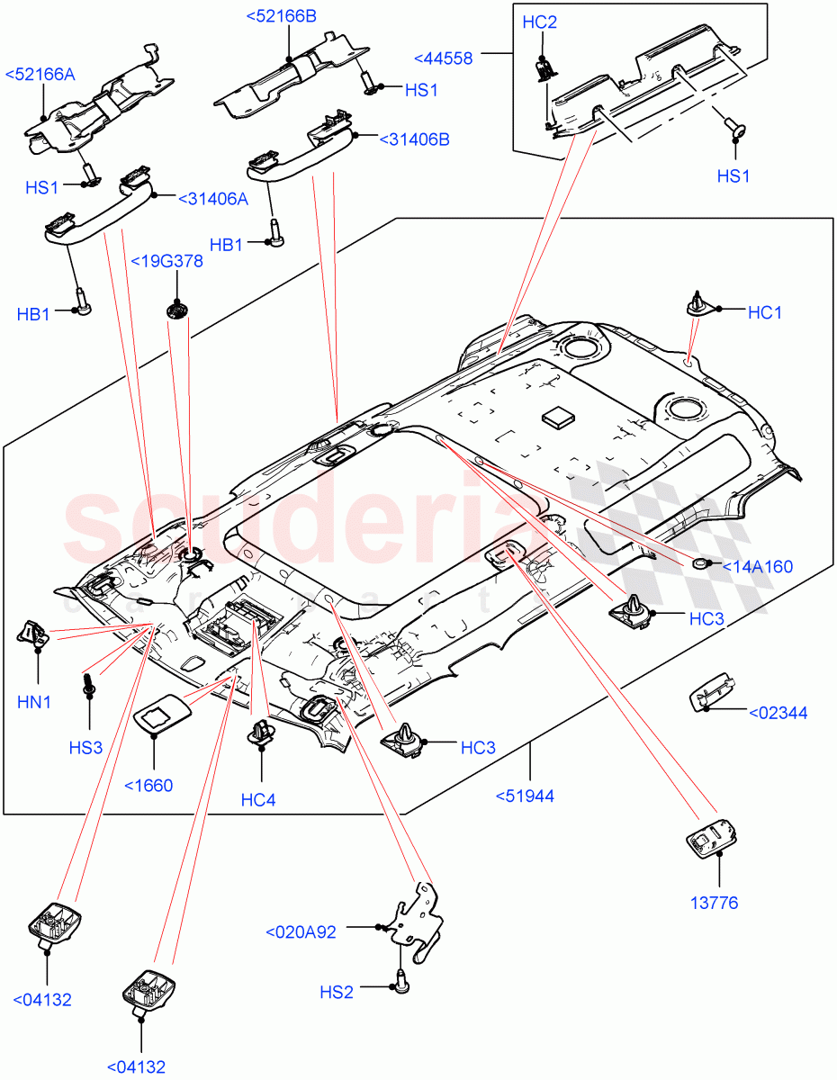 Headlining And Sun Visors (Headlining) (Standard Wheelbase, Roof - Canvas Folding, With Roof Conversion-Panorama Power) of Land Rover Land Rover Defender (2020+) [5.0 OHC SGDI SC V8 Petrol]