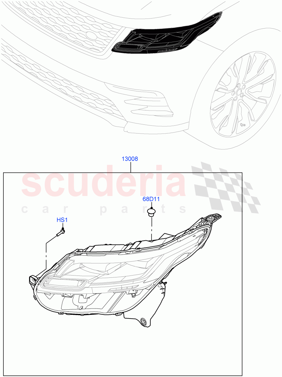 Headlamps And Front Flasher Lamps of Land Rover Land Rover Range Rover Velar (2017+) [2.0 Turbo Petrol AJ200P]