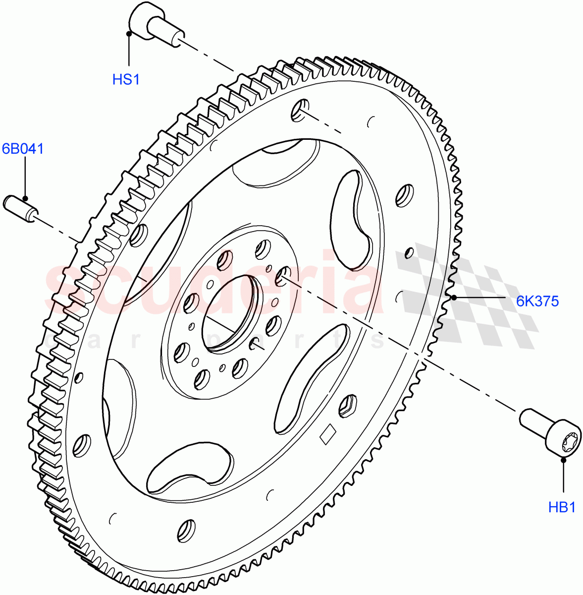 Flywheel(Nitra Plant Build)(3.0L AJ20D6 Diesel High)((V)FROMM2000001) of Land Rover Land Rover Defender (2020+) [3.0 I6 Turbo Diesel AJ20D6]