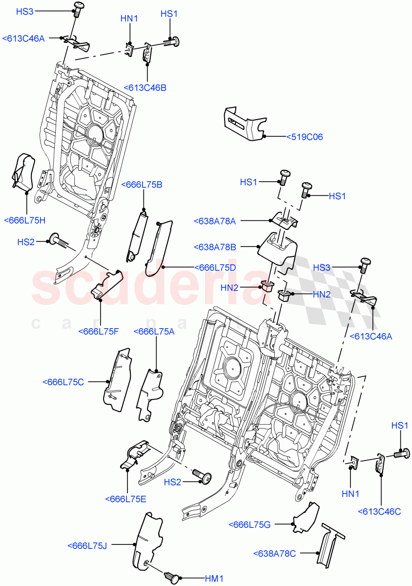 Rear Seat Frame(Finishers)(With 65/35 Split Fold Rear Seat)((V)FROMAA000001) of Land Rover Land Rover Discovery 4 (2010-2016) [2.7 Diesel V6]