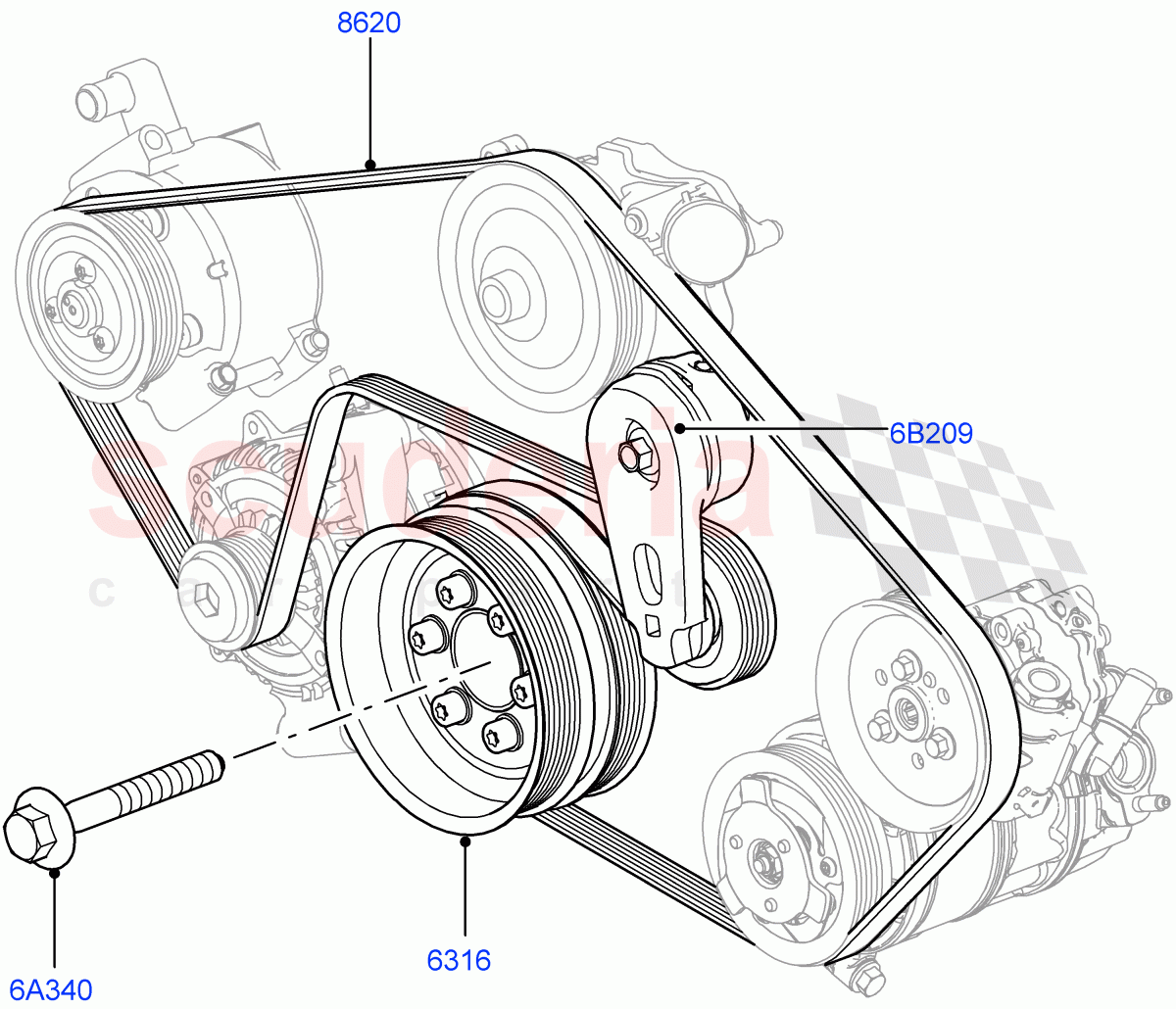 Pulleys And Drive Belts (5.0L OHC SGDI SC V8 Petrol - AJ133) ((V) FROMAA000001) of Land Rover Land Rover Range Rover Sport (2010-2013) [5.0 OHC SGDI SC V8 Petrol]