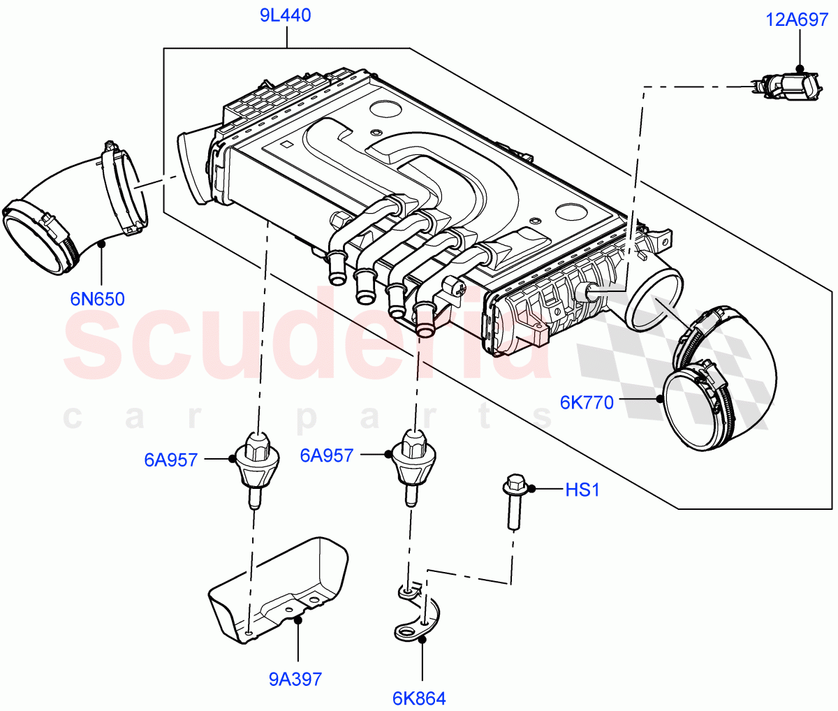 Intercooler/Air Ducts And Hoses(3.0L AJ20D6 Diesel High) of Land Rover Land Rover Range Rover (2022+) [3.0 I6 Turbo Diesel AJ20D6]